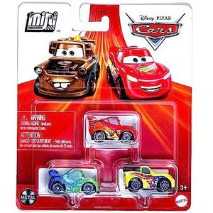 Disney Cars Mini Racers 3-Pack (Jeff Gorvette, Lightning McQueen met racesturen, Carla Veloso)