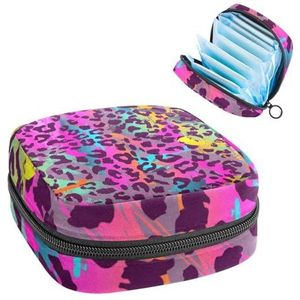 Maandverband Opbergtas, Menstruatiecup Pouch Tampon Bag, Menstruatie Pads Houder Organizer voor Vrouwen Meisjes, Roze Aquarel Luipaard Print