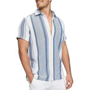 INDICODE Heren INCosby Shirt | Kortarmhemd met button-down kraag Surf L