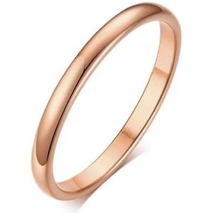 2/4/6/8mm Roestvrij Stalen Trouwringen Gouden Gladde Vrouwen Mannen Paar Ring Mode-sieraden (Color : 2mm Rose Gold Color_7)