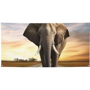 Olifant Walking Print Party Banner Happy Birthday Banner Kerst Banner Verjaardag Vlaggenlijn Feestdecoraties Achtergrond voor Kerst Bruiloft Home Decor Verjaardagsfeestartikelen