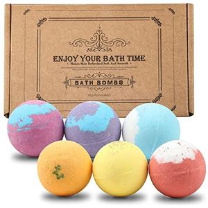 Badbommen geschenkset, 6-delige handgemaakte natuurlijke organische bommen Bad gedroogde bloem etherische olie voor vrouwen geschenkset (60G)