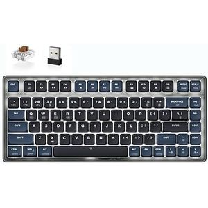 ATTACK SHARK AK832 Laag Profiel Mechanisch Toetsenbord, Ultra-Thin TKL Draadloze Gaming Toetsenbord met 75% Pakking, BT/2.4G/Wired, 20 Backlit, 83 Key, Opgerolde USB C-kabel voor Mac/Win-Brown Switch