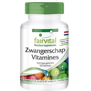 Fairvital | Vitamines voor zwangere vrouwen - voorraad voor 6 maanden - 180 tabletten - voedingssupplement met foliumzuur