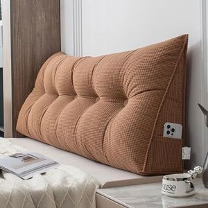 Maïsfluwelen Hoofdbordkussen - Bruin - Kingsize - Driehoekige Rugsteun - Wasbaar