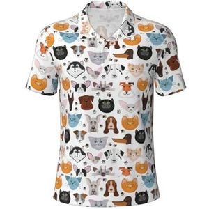 PPHGUT Cartoon Kat En Hond Print Mannen Korte Mouw Comfort Polo Shirts Casual Dagelijks Outdoor Vakanties Sport Reizen, Zwart, S