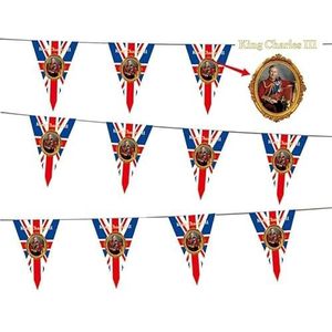 King Charles String Driehoek Vlag 15 stks set Union Jack King Charles III Coronation Bunting 4.5M Koninklijke Evenementen Party Decoraties-stijl C| 14x21cm|15stks set