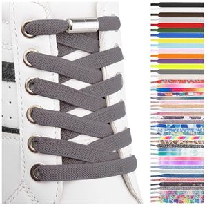 SULPO Elastische rubberen veters zonder strikken, plat, met draaisluiting, donkergrijs, Eén Maat