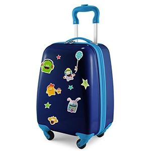Hauptstadtkoffer - Kinderbagage, kinderkoffer, hardshell-koffer, boordbagage voor kinderen, ABS/PC,, donkerblauw + sticker monster, kinderbagage