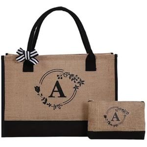 ZGXNYI Tote Linnen Tassen Brief Garland Linnen Grote Capaciteit Canvas Tote Bag Boodschappentas Tote Bag Duffle Bag Voor Bruiloft, Verjaardag Strand Vakantie Jute Tote Tassen, Bruin-a, Eén maat