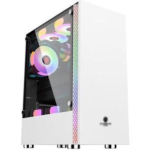 ATX, Micro-ATX Mid-tower Computerbehuizing, Dubbel Gebogen Glasontwerp, Gespleten Kaststructuur, Verticale GPU-beugel(White)