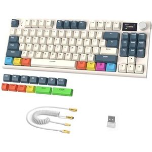 ATTACK SHARK K86 75% Draadloos Mechanisch Toetsenbord, 2.4G/BT5.0/USB-C Bedraad Tri-mode Gamingtoetsenbord, QWERTY, 1,2'' TFT HD-Kleurenscherm en Knob, RGB-Backlit Hot-Swap PBT Keycap - GroenPro