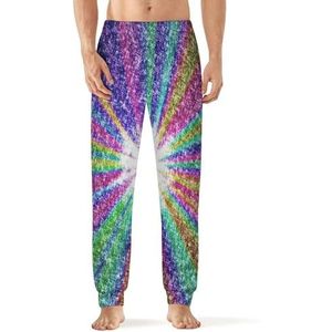 Glitter Regenboog Mannen Pyjama Broek Zachte Lounge Bottoms Met Pocket Slaap Broek Loungewear