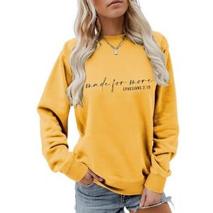 MLZHAN Gemaakt voor meer Efeziërs 2:10 Vrouwen Christendom Sweatshirt Herfst Winter Geloof Lange Mouw Shirts Jezus Discipelen Jas (Geel, L), Geel, L