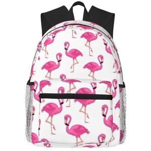 Edwal Teckel Weiner Pet Dog Print Outdoor Womens Werk Laptop Rugzak Tas, Leuke Mode Rugzak Voor Dagelijks Reizen Werk, Roze Flamingo, Eén maat