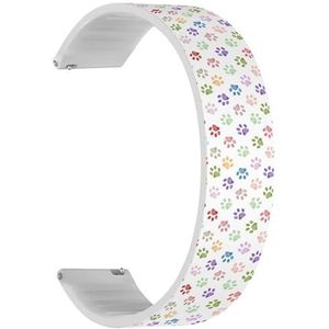 RYANUKA Solo Loop band compatibel met Ticwatch Pro 3 Ultra GPS/Pro 3 GPS/Pro 4G LTE / E2 / S2 (Doodle Colorful Paw Print) Quick-Release 22 mm rekbare siliconen band band accessoire, Siliconen, Geen
