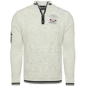 Carisma Gebreide trui voor heren ? Heren Troyer met borduurwerk ? Aangename regular fit trui voor kantoor en vrije tijd 7804, ecru, L