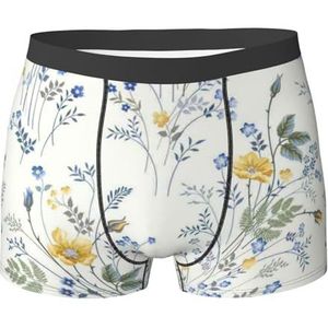 ZJYAGZX Blauwe bloem bloemenpatroon rozen print heren boxer slips - comfortabele ondergoed trunks, ademend vochtafvoerend, Zwart, XL