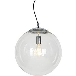 QAZQA - Modern Scandinavische hanglamp chroom met helder glas - Ball 40 | Woonkamer | Slaapkamer | Keuken - Glas Bol - E27 Geschikt voor LED - Max. 1 x 60 Watt