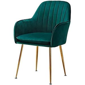 GEIRONV 1 stuks eetkamerstoelen, fluwelen stoel en rugleuningen Woonkamer fauteuil met metalen benen verstelbare voeten make-up stoel Eetstoelen (Color : Green)