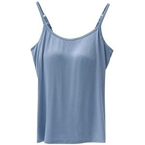 Cami met geïntegreerde beha voor dames, katoen, verstelbaar, met frame, beha, stretch-onderhemd, lichtblauw, XL