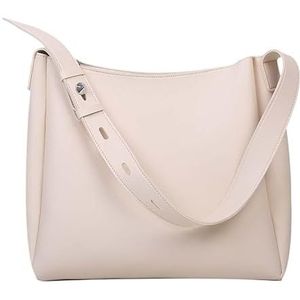 Eenvoudige forenzenhandtas, dames crossbodytas, dameshandtas met grote capaciteit, schoudertas van zacht leer (Color : White, Size : 31 x 29 x 10 cm)