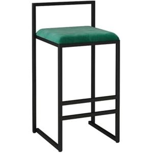 Barkruk Modern Minimalistisch Thuis Rugleuning Hoge kruk Café Juwelier Receptiestoel Zwart koolstofstaal Krukpoten, fluwelen zitting Keuken Ontbijteilandstoelen (Color : Green, Size : 65cm/25.6"")