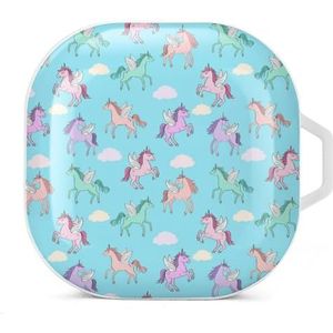 Pegacorns in Blue Sky oordopjes hoesje compatibel met Samsung hard shell beschermhoes wit stijl