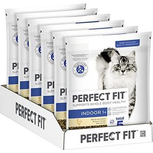 PERFECT FIT Indoor Adult droogvoer voor volwassen katten vanaf 1 jaar - kip, 750g (6 zakken)