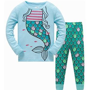 LitBud Pyjama voor Meisjes, Eenhoorn, Nachtkleding, 2 Stuks, Lange Mouwen, Tops + Broeksets, Outfits voor Kinderen, Peuter, 2-10 Jaar, Zeemeermin, 11-12 Jaar