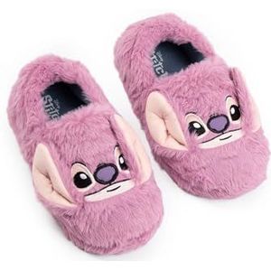 Disney Lilo & Stitch Angel Girls roze slip-on loafer pantoffels | Zachte huiskleding | Schoenen met Disney-filmfiguren om in te ontspannen | Kinderpantoffels