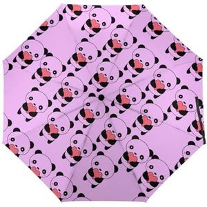 Roze Panda Paraplu Winddicht Sterke Reizen 3 Vouw Paraplu Voor Mannen Vrouwen Automatische