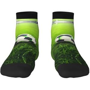 Groen gras voetbal print veelzijdige sportsokken voor casual en sportkleding, geweldige pasvorm voor voetmaten 36-45, Groene Gras Voetbal, Eén Maat