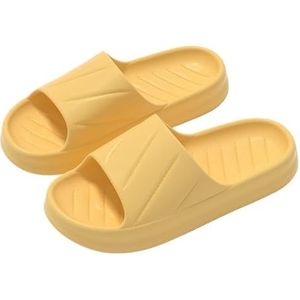 Zomerbadkamerslippers Binnen antislip Zachte huisslippers Paar pantoffels Platte schoenen (Color : Yellow, Size : 44-45(fit 43-44))