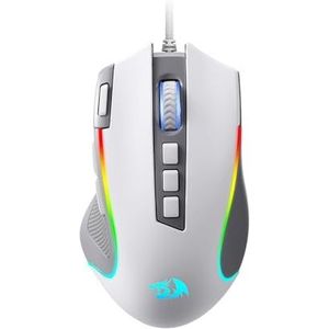 Redragon M612 RGB-gamingmuis, 8000 DPI bedrade optische muis met 9 programmeerbare knoppen en 5 verlichte modi, software ondersteunt doe-het-zelf keybinds Rapid Fire-knop, grijs en wit