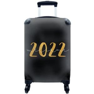 MuchoWow® Koffer - Oud en nieuw - Nieuwjaar - Welcome 2022 - Spreuken - Quotes - Past binnen 55x40x20 cm en 55x35x25 cm - Handbagage - Trolley - Fotokoffer - Cabin Size - Print