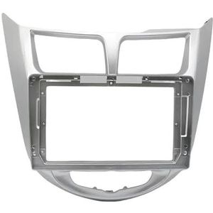 Autoradio 9 Inch Fascia Frame 2Din MP5 Speler Stereo Paneel Voor Hyundai I-25/Voor Accent/Voor Solaris/Voor Verna 2010-2016 Auto Fascia Radio Paneel(Silver frame)