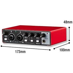 Audiomixer, Geluidskaart for opname Studio geluidsapparatuur USB-interface for opname met loopback monitoring 48V(Rosso)