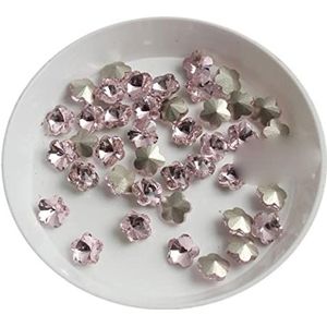 Leuke Mini Bloem 6MM Puntige Bodem 3D Kristalglas Nagel Strass Steen DIY Manicure Decoratie Accessoires-04. Lt Roze,Bloem 6mm,30st