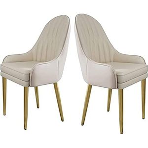 GEIRONV Eetkamerstoelen van imitatieleer Set van 2, moderne aanrechtstoelen woonkamer zijstoelen met dik kussen gouden metalen basisstoelen Eetstoelen (Color : A, Size : 90 * 47 * 53cm)