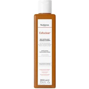 NUBIANCE - Exfoclear® peeling voor gezicht en lichaam - peeling voor gezicht en lichaam met fruitzuren. Reinigingsgel voor gezicht en vettige of droge huid tegen mee-eters. Body Scrub.