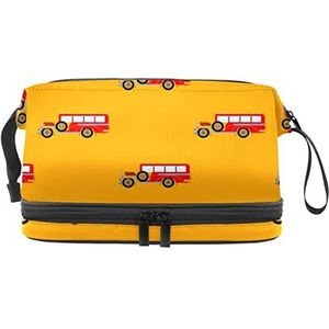 Grote capaciteit reizen cosmetische tas, rode klassieke auto's, make-up tas, waterdichte make-up tas organisator, Meerkleurig, 27x15x14 cm/10.6x5.9x5.5 in