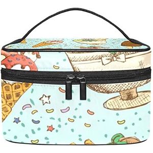 IJs Dessert Kleine Sterren Blauw Make-up Tas Voor Vrouwen Meisjes Cosmetische Tassen Met Handvat Reizen Make-up Organizer Tas, Ice Cream Dessert Little Stars Blauw, 8.9x5.9x5.4 Inches, Make-up Pouch