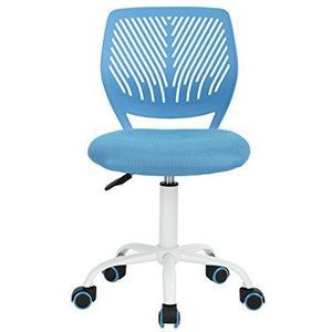 Cozy Maison Set van 1 bureaustoel, in hoogte verstelbaar, draaiende werkstoel, stoffen zitting, ergonomische stoel, blauw
