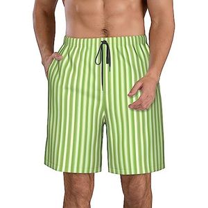 PHTZEZFC Klassieke strandshorts voor heren, met groene strepen, zomershorts, sneldrogende technologie, lichtgewicht en casual, Wit, S