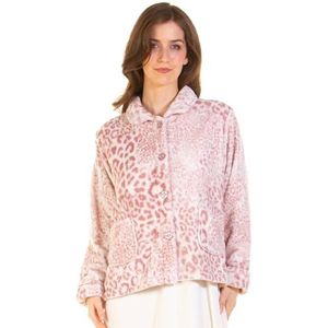 Undercover Dames tulpen zacht koraal fleece knoop door bed jas, Roze Dier, M-L