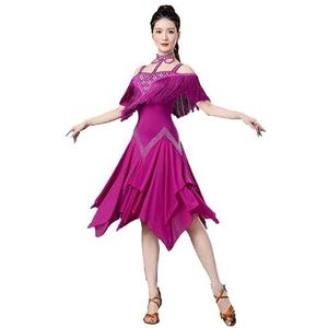Kwastjes Latin Danswedstrijdjurken Cha Cha Danskleding met Bretels Dames Salsa Tango Dans kleding Asymmetrische Rok voor Rumba Samba,A,L