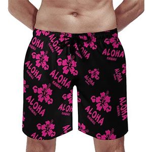 Aloha Hibiscus Bloem Mens Strand Shorts Sneldrogende Board Shorts Mesh Voering Strandbroek Gym Zwembroek XL