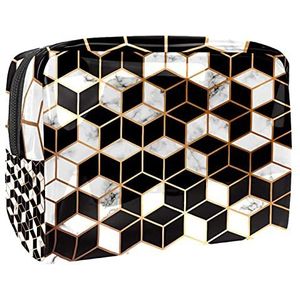 Waterdichte cosmetische tassen, geometrische gele reizen cosmetische tassen, multifunctionele draagbare make-up tassen, reizen cosmetische tas organizer voor vrouwen