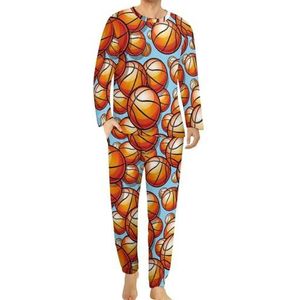 Basketbal bal comfortabele heren pyjama set ronde hals lange mouwen loungewear met zakken S